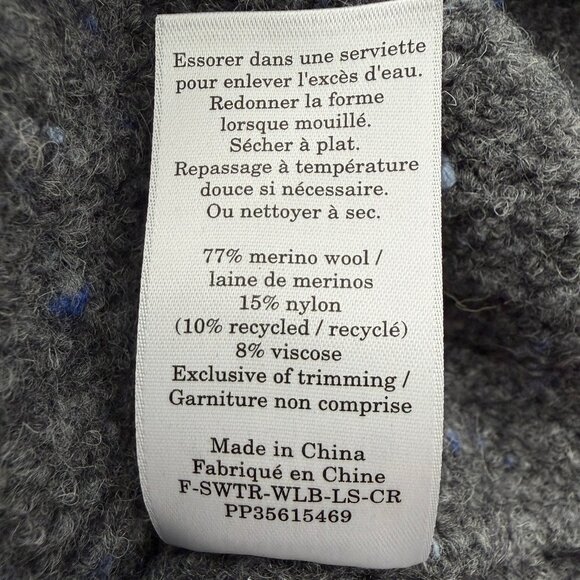 EVERLANE Confetti Crew Charcoal Gray Merino Wool Sweater Medium - Picture 15 of 15